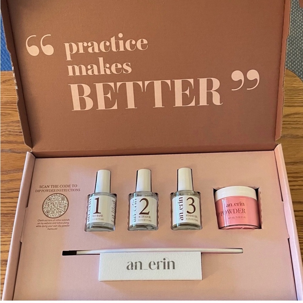 Pink Dip Powder Nail Kit — 3-Step Professional System -no UV light needed.